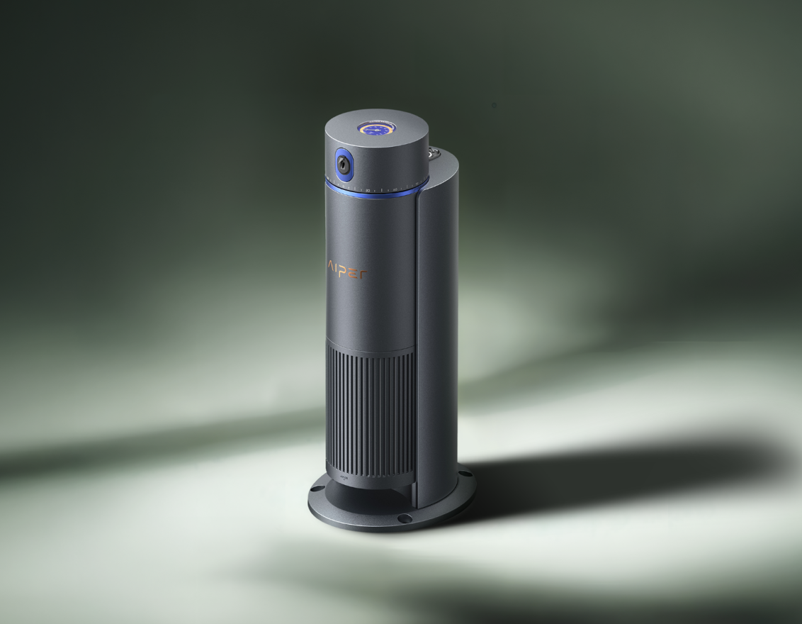 Aiper Irrisense2 smart irrigation system standing on its base, built for modern lawn sprinkler control.